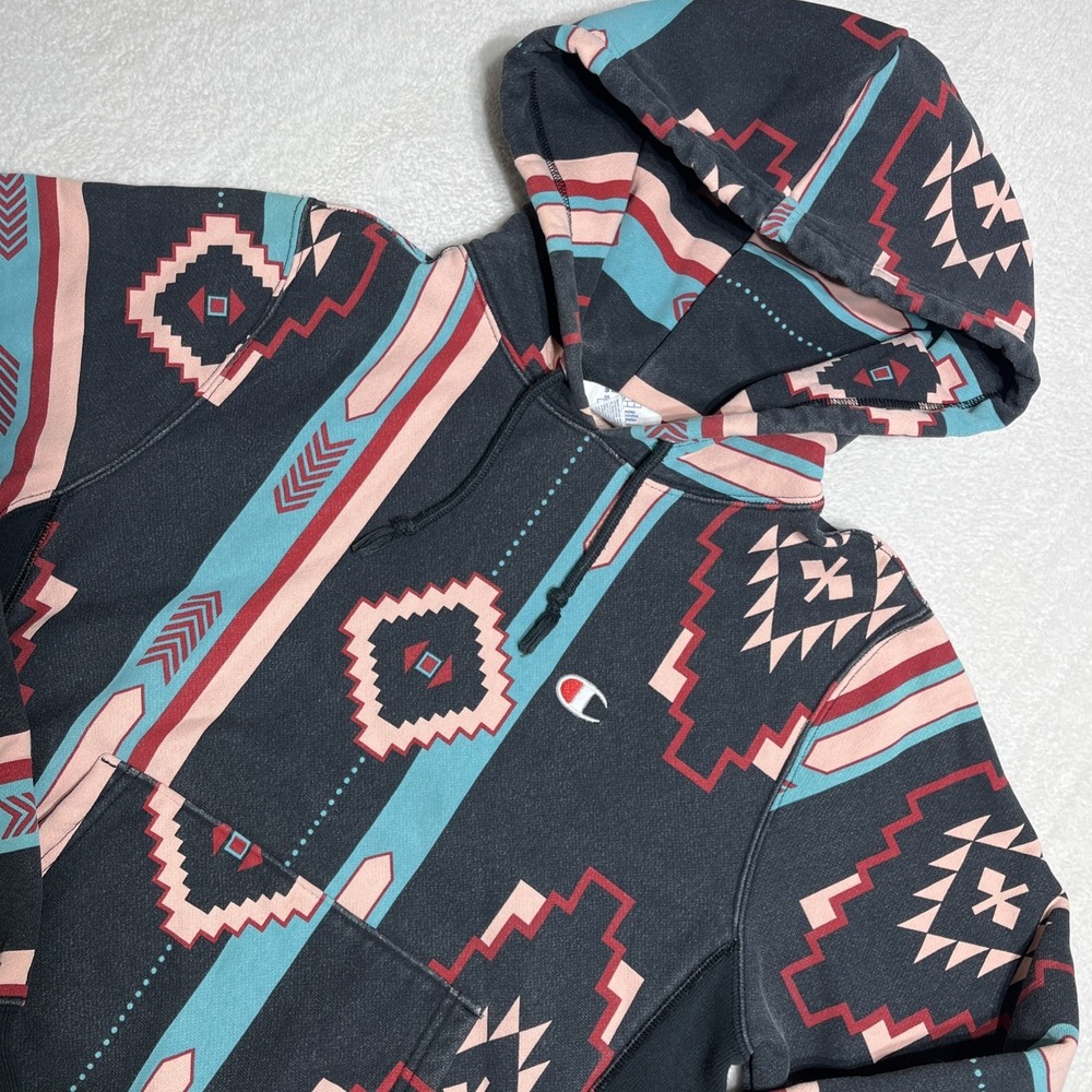 Champion Reverse Weave Aztec Hoodie‎ Southwestern Navajo Size S Pullover